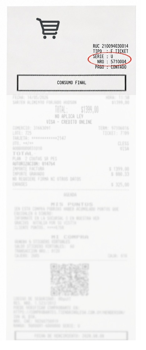 Referencia para encontrar el número de ticket